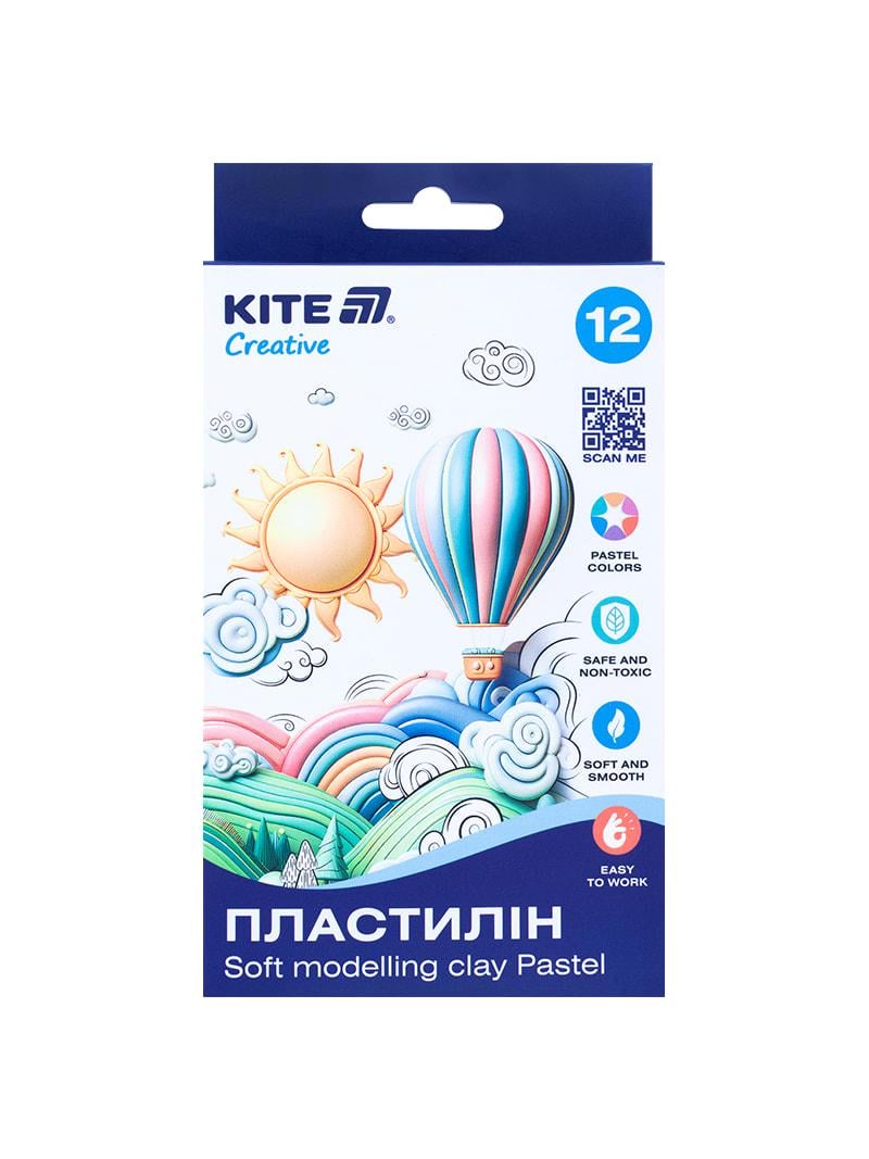 Пластилин KITE Creative восковой Pastel 12 цв. 200 г (K-086-P)