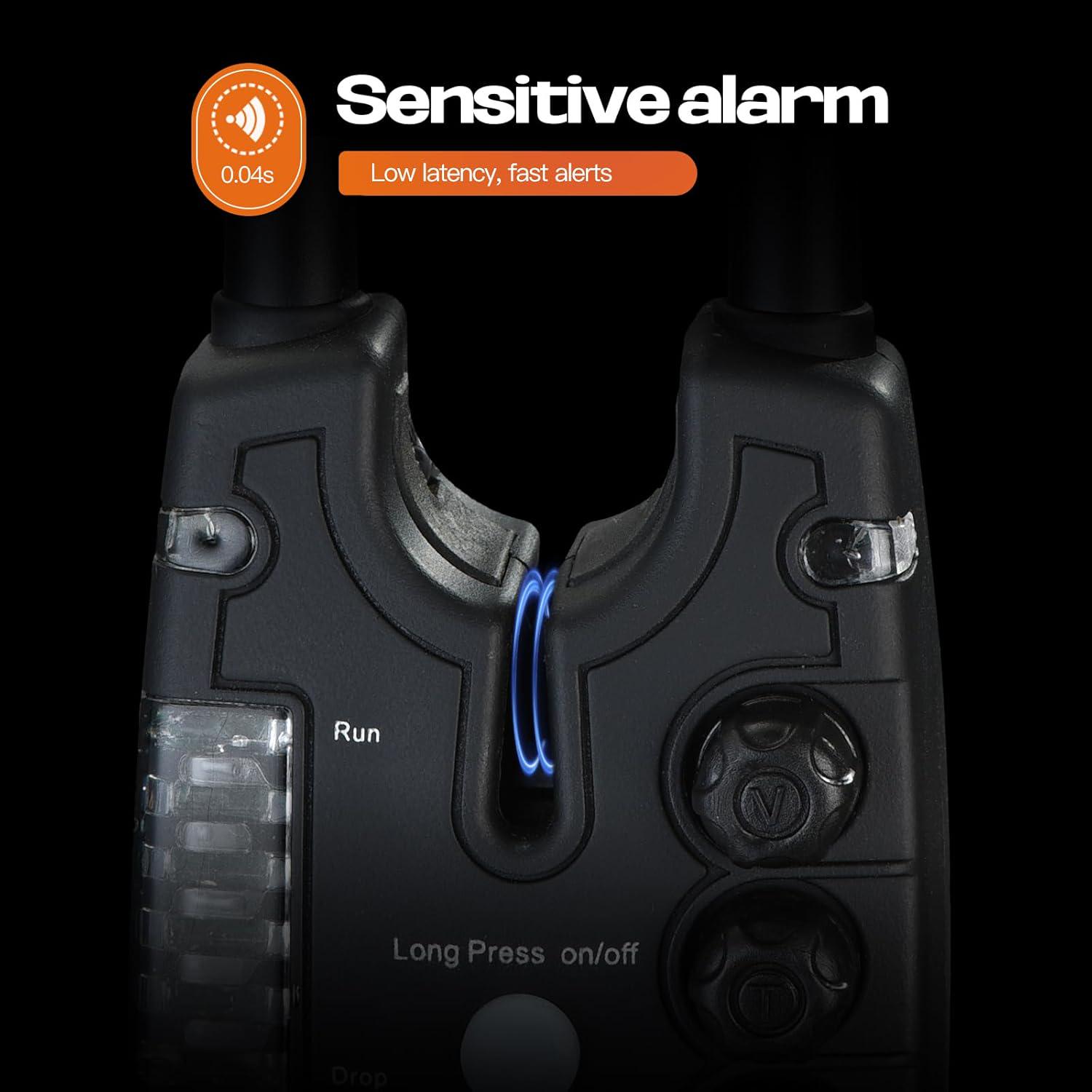 Сигнализатор поклевки для ловли Hirisi со светодиодной подсветкой/регулируемой громкостью/тоном и чувствительностью Black (S8) - фото 6