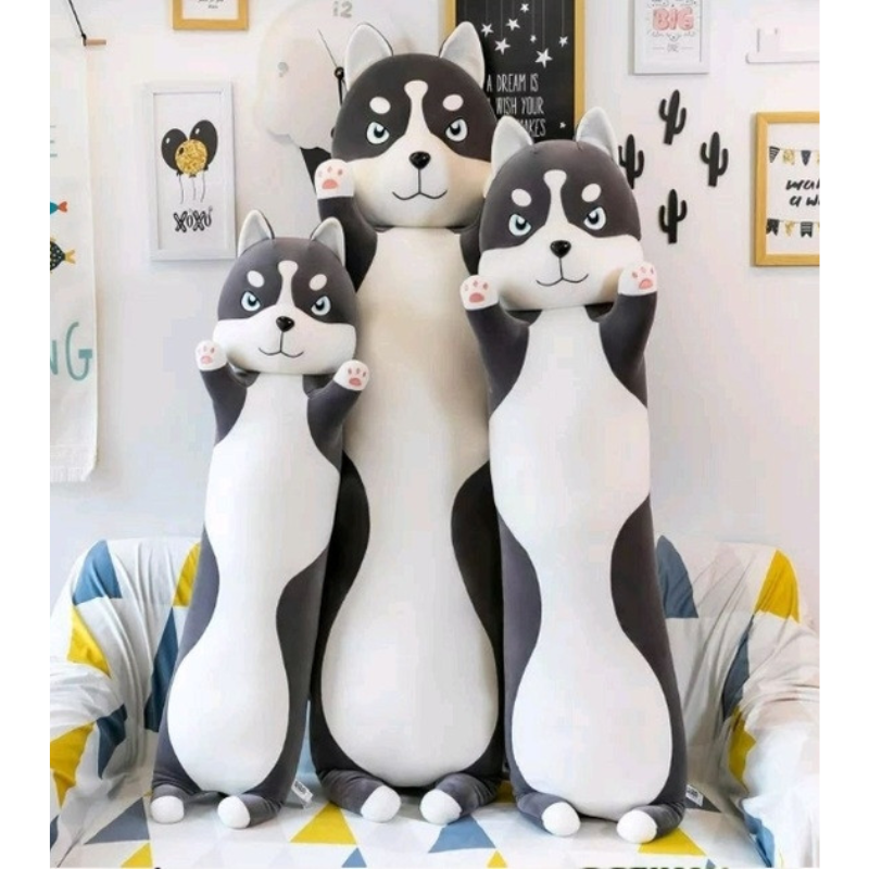 М'яка іграшка-подушка плюшева Хаскі 112 см Темно-сірий (2529690591) - фото 8