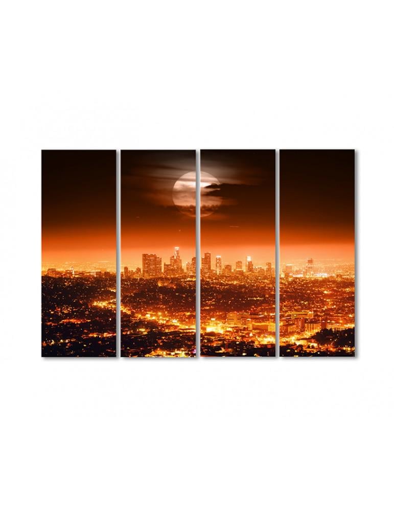 Картина модульная Полная луна над ночным городом 4 модуля 60x90 см (131031Gorodskoj_pejzazh)