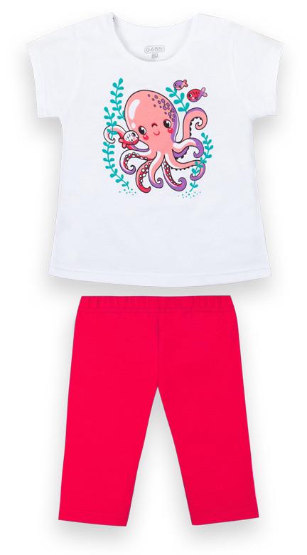 Костюм для девочки футболка/брюки летние KS-21-5 Моя принцесса 80 см Коралловый (12623)