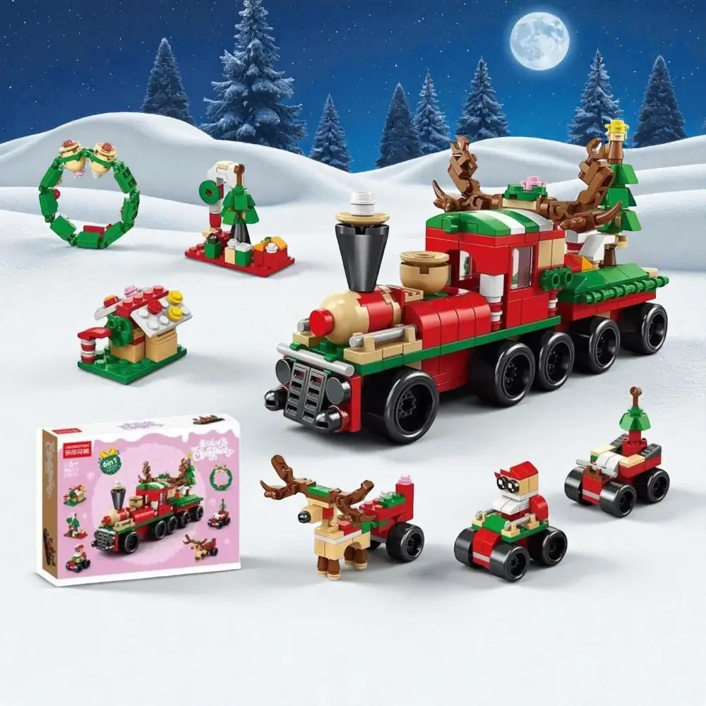 Детский игровой конструктор Новогодний Поезд 270 деталей (30230483) - фото 8 Детский игровой конструктор Новогодний Поезд 270 деталей (30230483) - фото 8