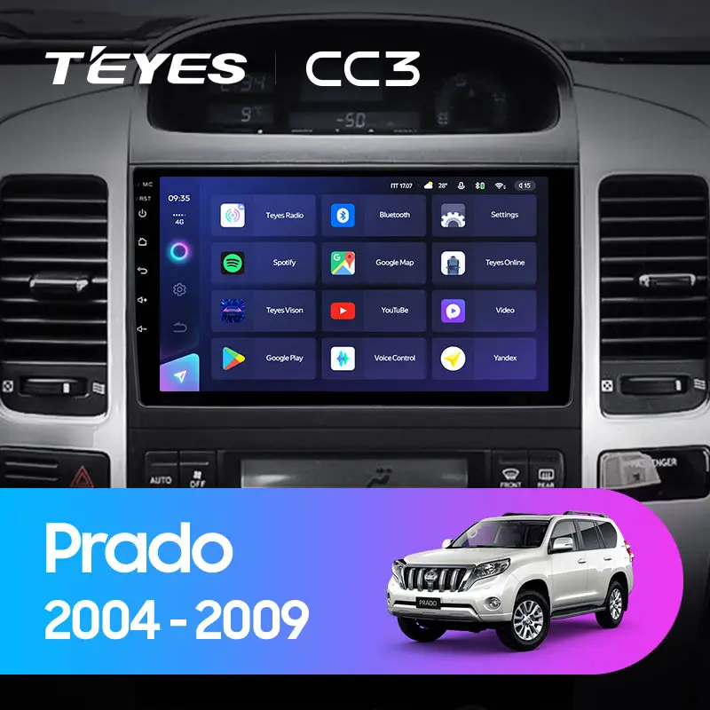 Автомагнитола штатная Teyes для Toyota Land Cruiser Prado 120 2004-2009 Android СС3 6+128G 360° вариант А (1674654631) - фото 3