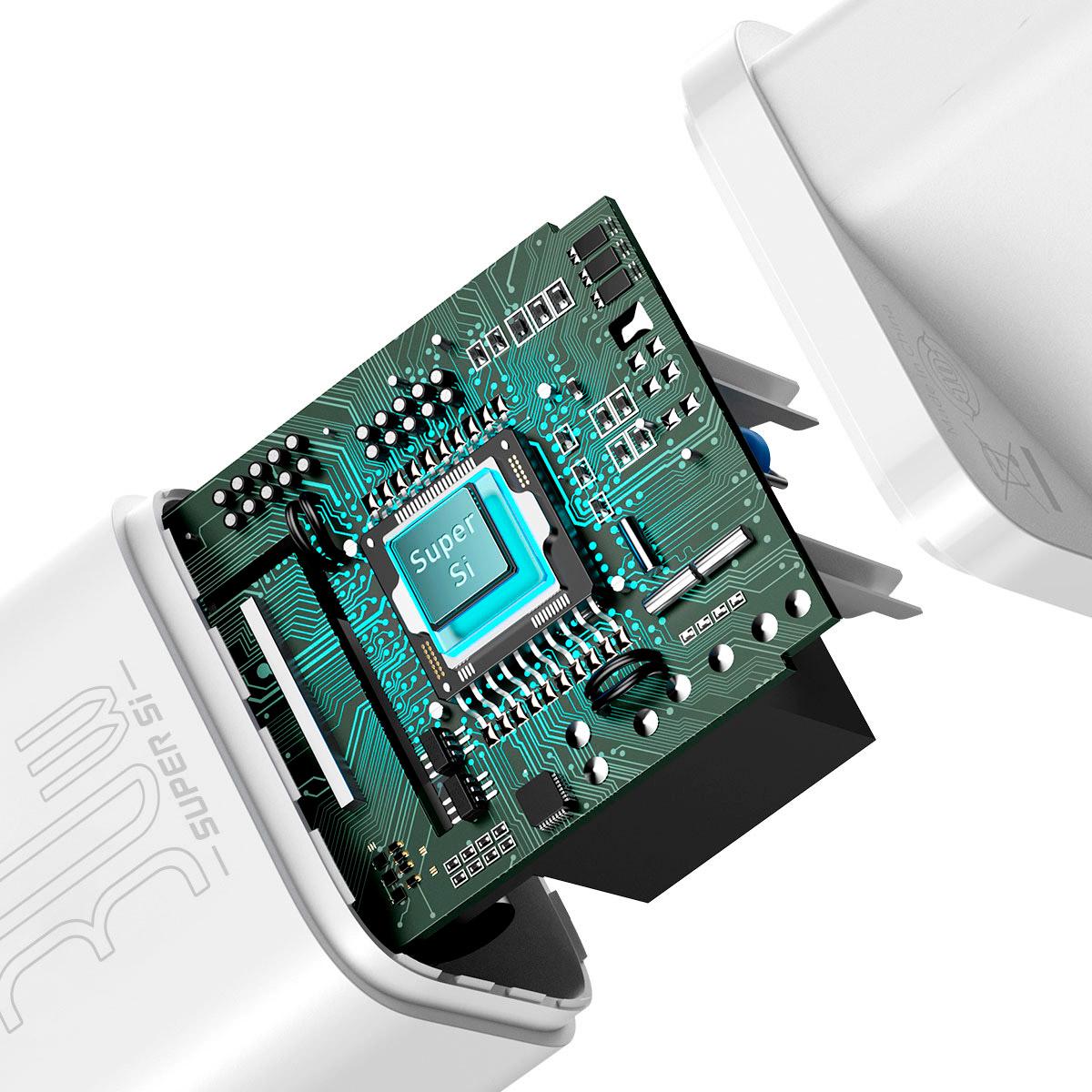 Зарядное устройство сетевое Baseus Super Silicone PD 30 W Type-C White (CCSUP-J02) - фото 5 Зарядное устройство сетевое Baseus Super Silicone PD 30 W Type-C White (CCSUP-J02) - фото 5