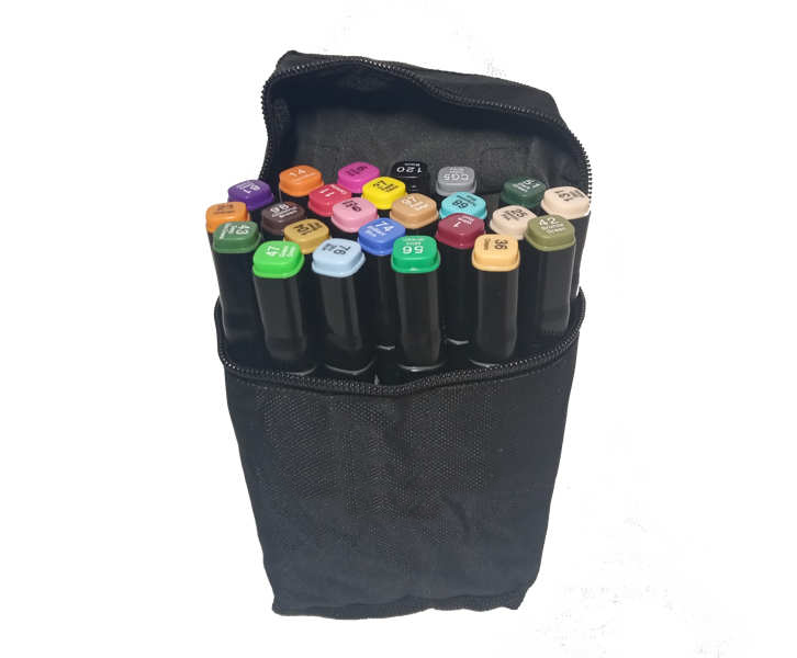 Маркеры двусторонние на спиртовой основе 24 шт. Черный