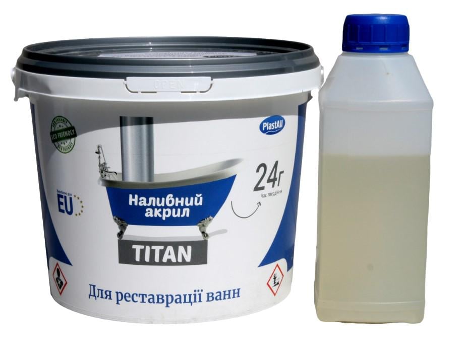 Акрил наливний для реставрації сталевої ванни Plastall Titan 1,7 м (29178014)