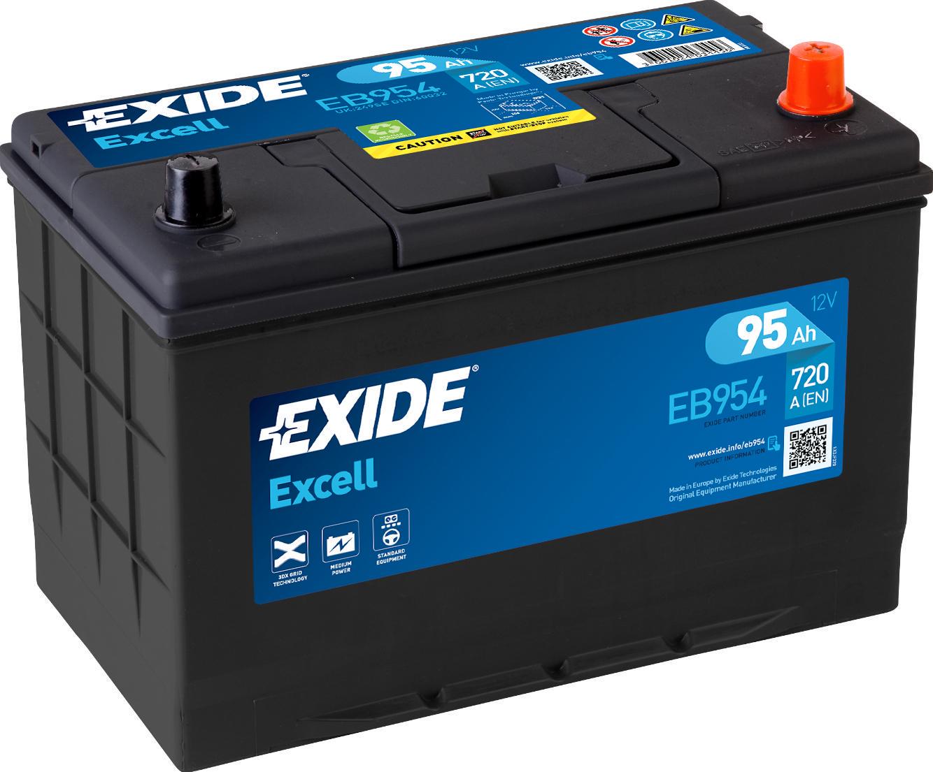 Акумулятор автомобільний EXIDE Excell EN EB954 6СТ-95Ah 720A (133189)