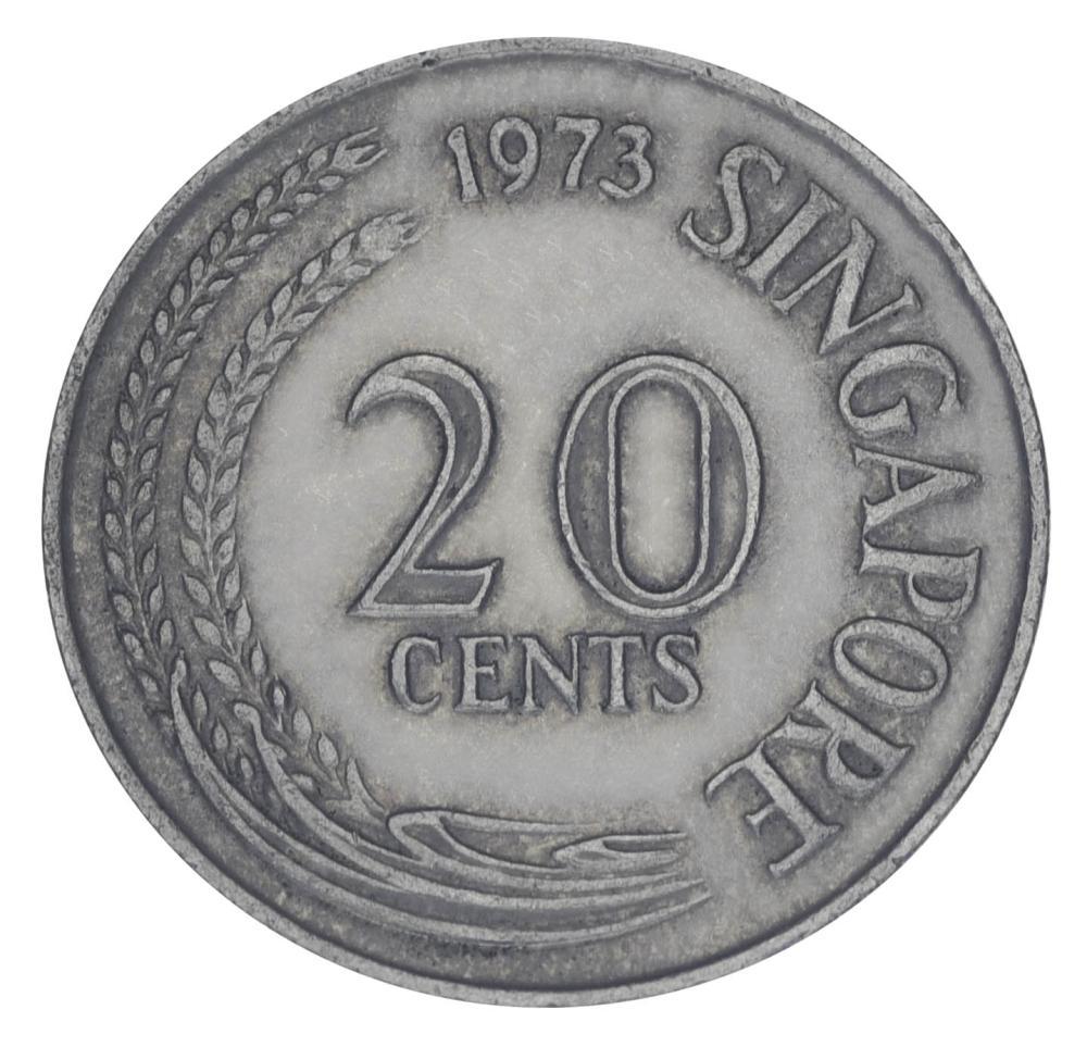 Коллекционная монета Сингапур 20 центов 1973 F-VF Рыба-меч (KM#4)