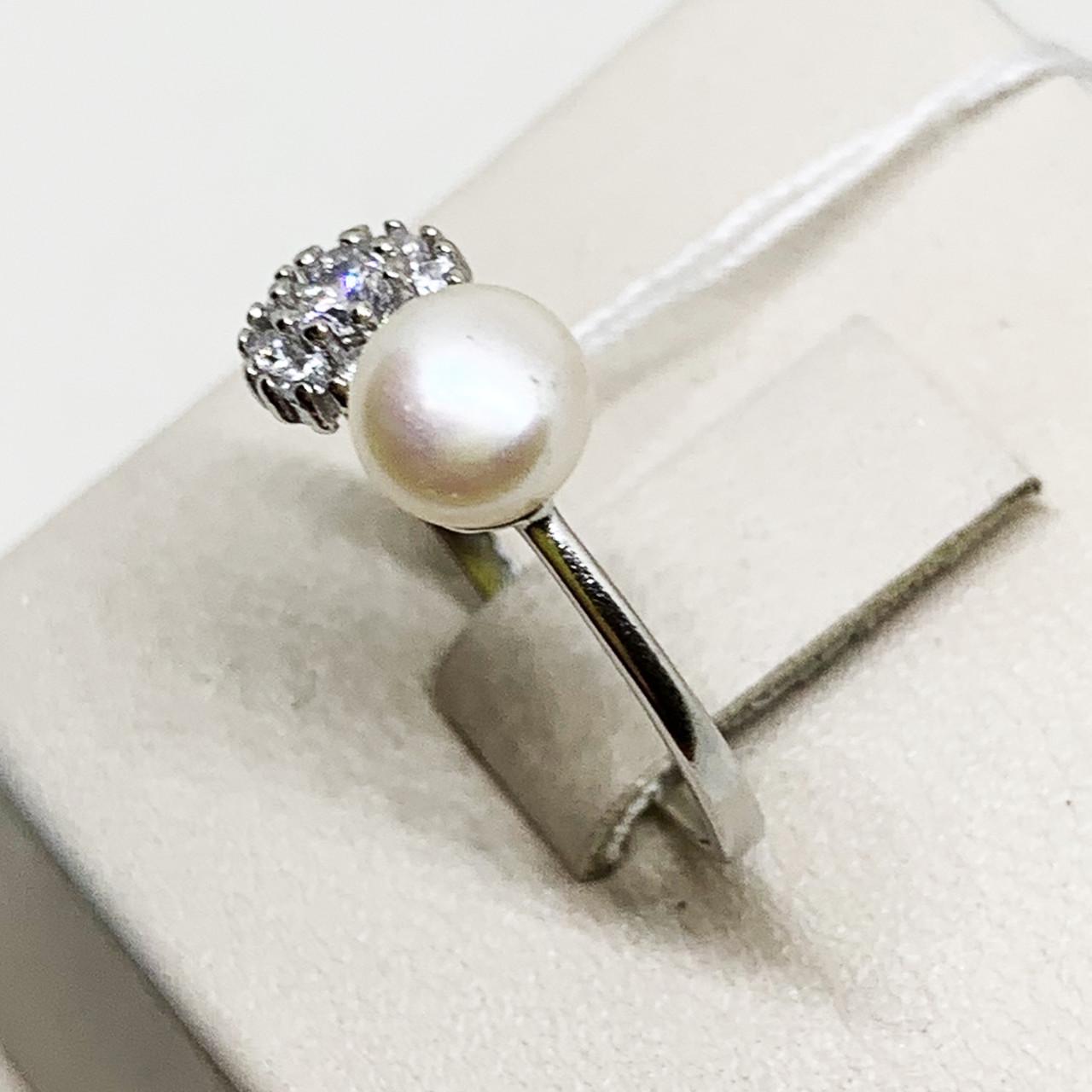 Каблучка срібна з перлами та кубічним цирконієм 1,61 г р. 16,5 (1699258065) - фото 3 Каблучка срібна з перлами та кубічним цирконієм 1,61 г р. 16,5 (1699258065) - фото 3