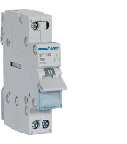 Переключатель ввода резерва Hager SFT140 I-0-II 1-пол 1 модуль 40А/230V (000013092)