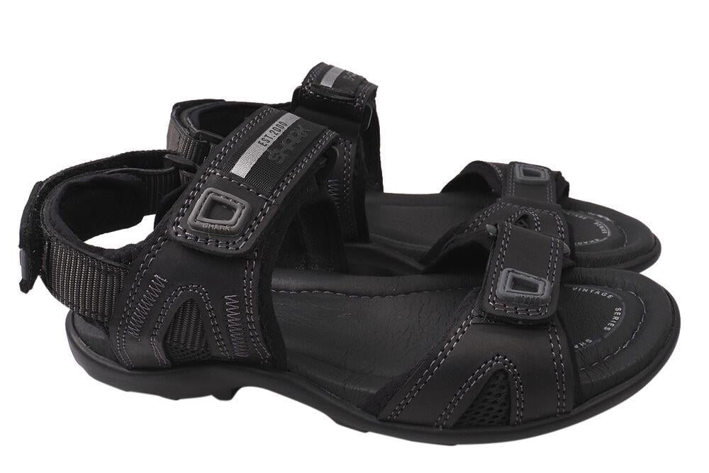 Босоножки мужские Shark из кожи на низком ходу с открытой пяткой р. 44 Черный (72-21LBS)