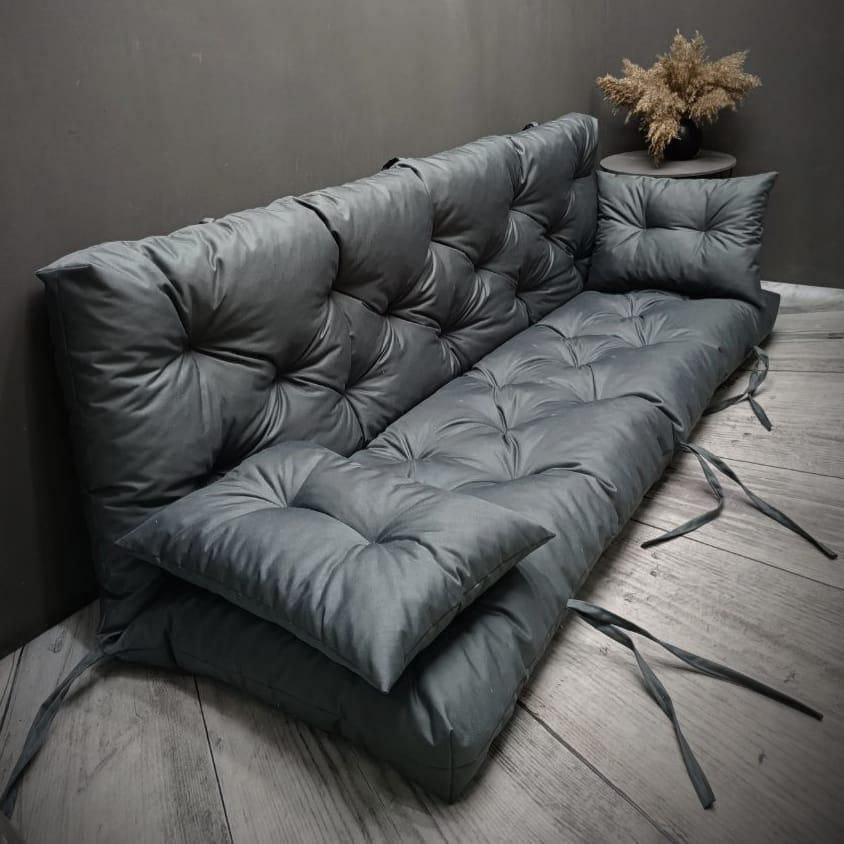 Комплект матрац цільний на гойдалку/диван із піддонів оксфорд 120x50x50 см Сірий (24085439)