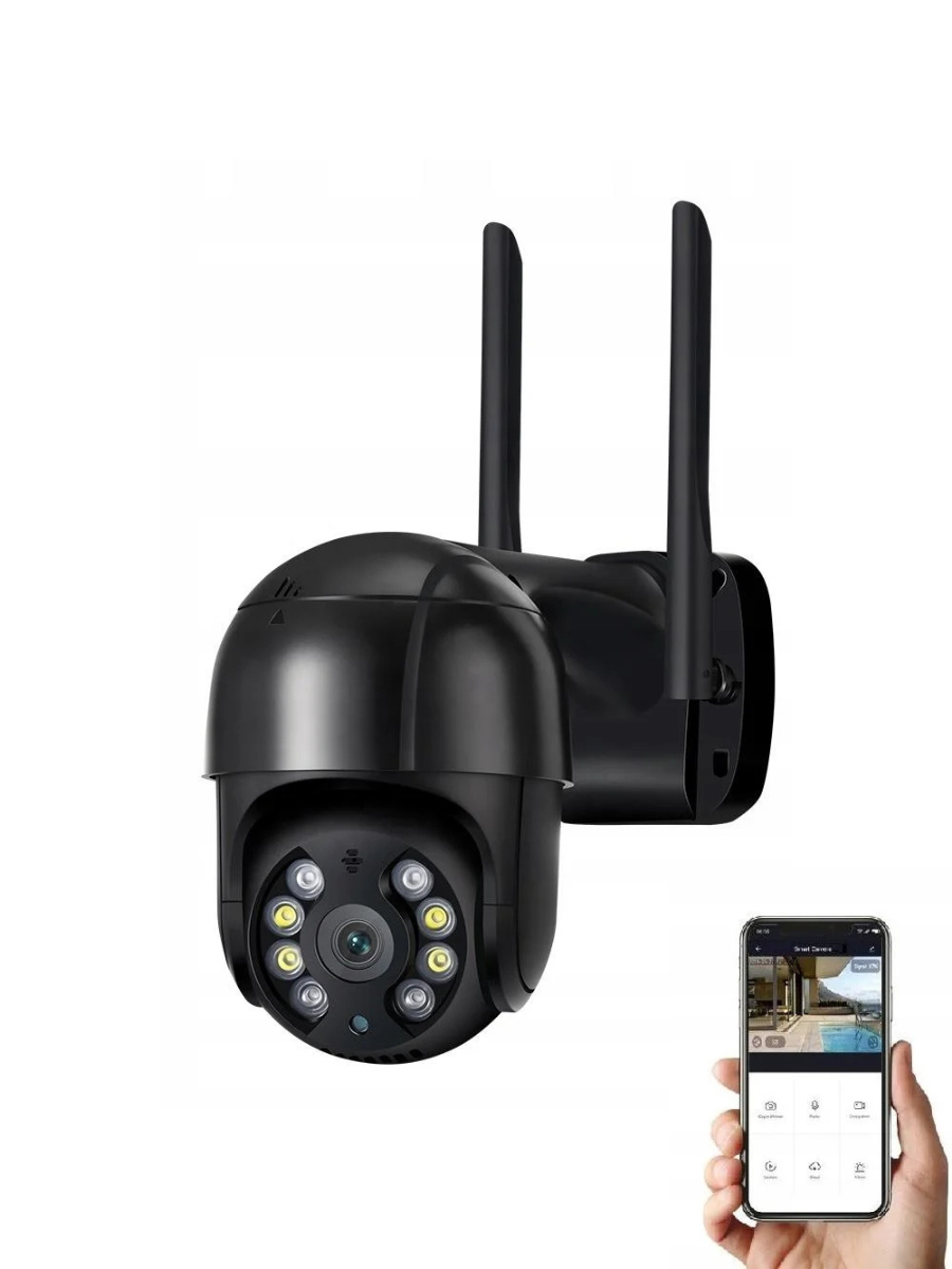 Камера уличная поворотная 4MP Wi-Fi IP водонепроницаемая с ночным видением ICSee Черный (3058609997) - фото 2