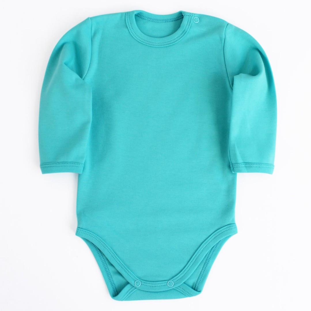Боди с длинным рукавом 62 см 0-3 мес Бирюзовый (2679644884)