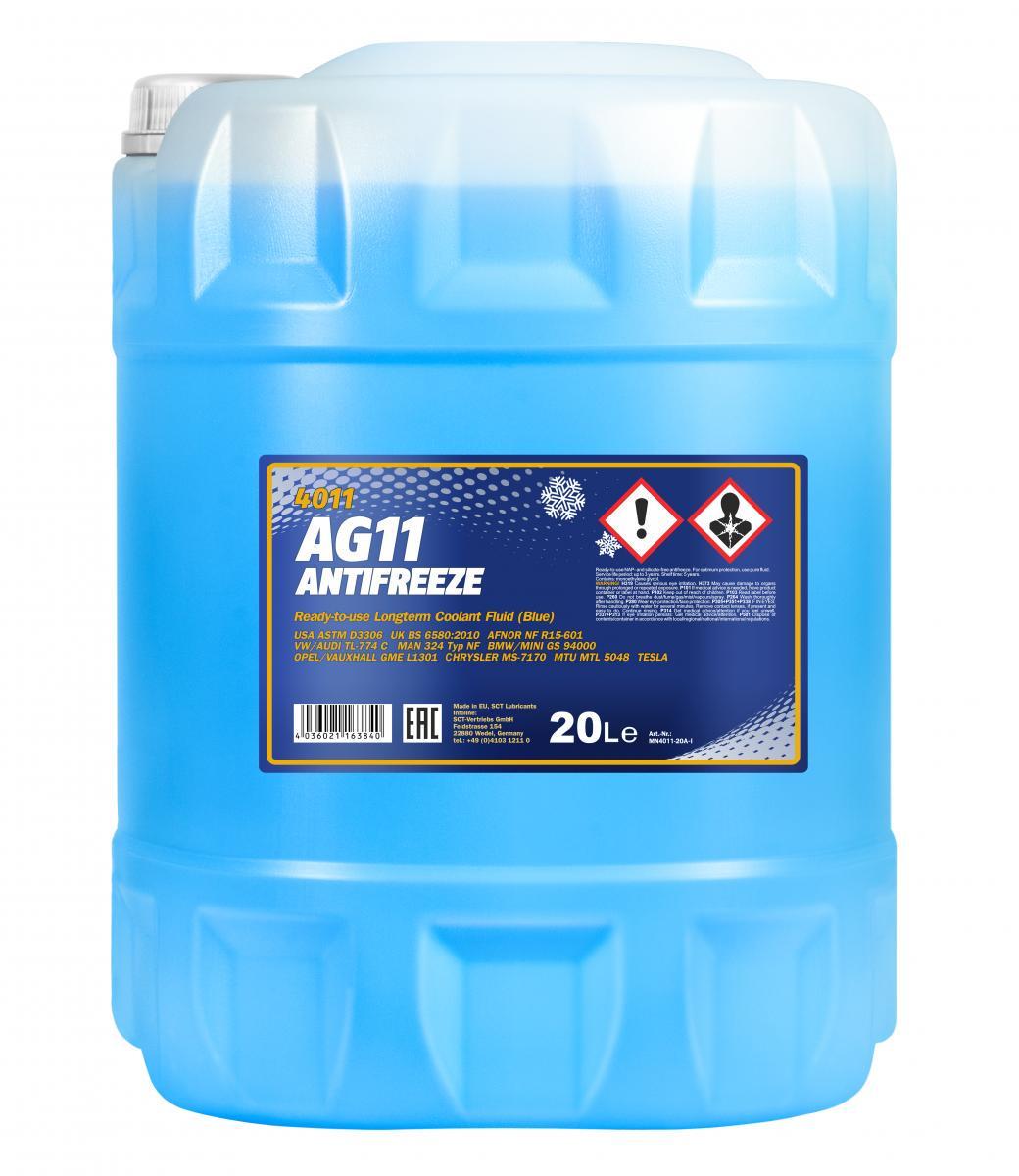 Антифриз Mannol 4011 Longterm Antifreeze AG11 -40°C готовый раствор 20 л Синий (MN4011-20)