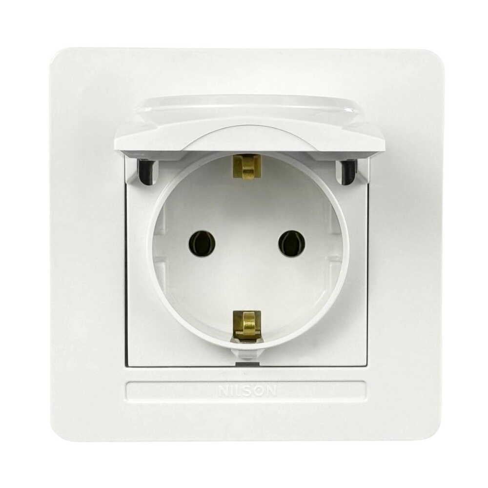 Розетка Nilson Selene з кришкою одинарна з заземленням Білий (23111018)