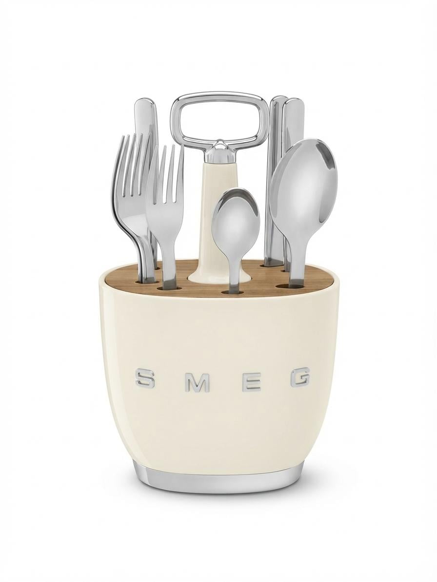 Органайзер для столовых приборов Smeg Caddy с набором столовых приборов Кремовый (2587008929)