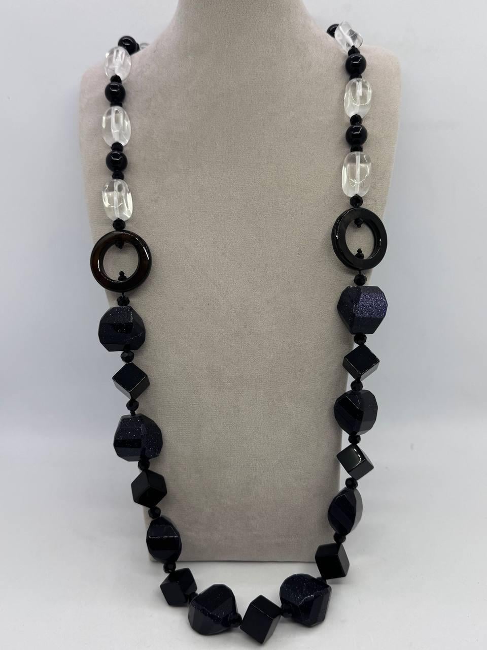 Бусы из кварца/агата/авантюрина 80 см Синий (13030)