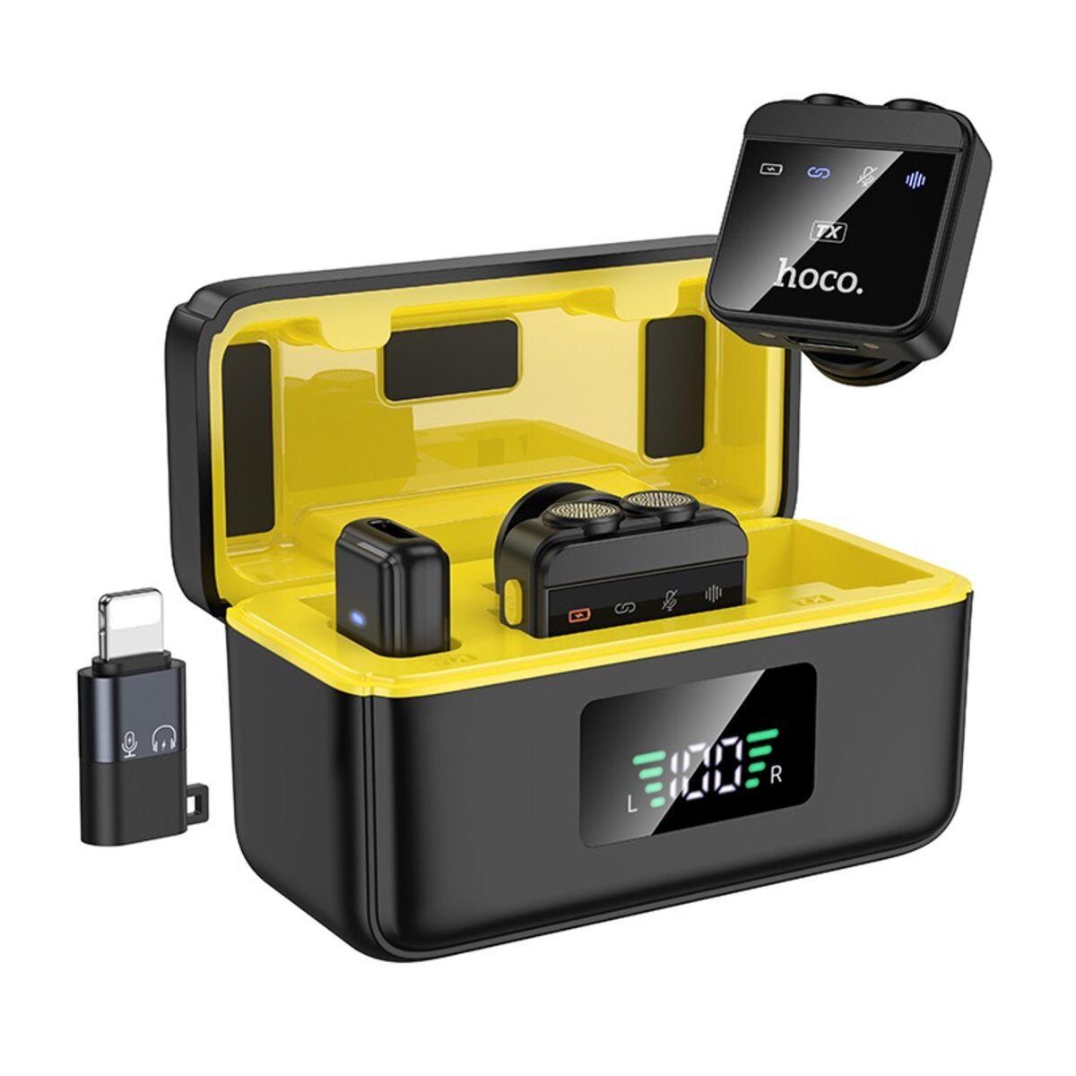 Комплект микрофонов беспроводных петличных Hoco L17 Dual-mic Lightning/Type-C 600mAh Black (6942007645997)