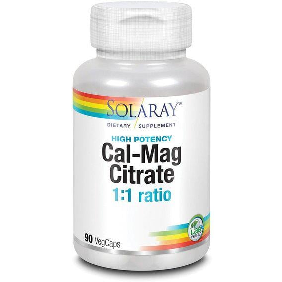 Микроэлемент Кальций Solaray Cal-Mag Citrate 1:1 Ratio High Potency 90 Veg Caps (SOR04524)