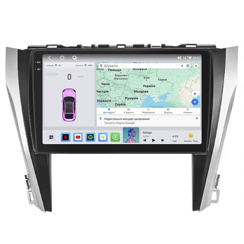 Автомагнитола Lesko для Toyota Camry VII XV50 Рестайлинг 2014-2017 4/64 QLED CarPlay 4G Wi-Fi GPS Prime 10" (22391502)