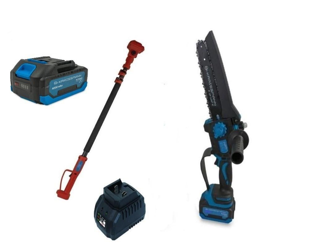 Пила цепная мини аккумуляторная KRAISSMANN 2033 AKS-BL 20 удлинитель VS'2500 1,6-2,5/1 аккумулятор 4 Ач/зарядное устройство (25004452)