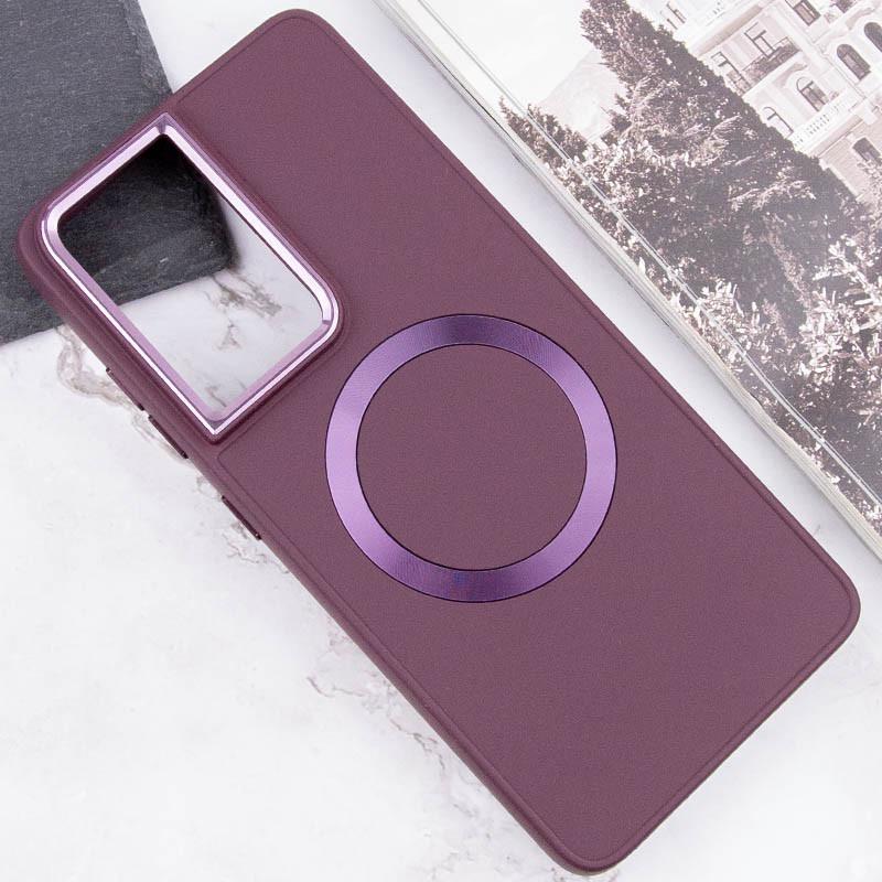 Противоударный TPU Чехол Bonbon Metal Style with MagSafe для Samsung Galaxy S22 Ultra Бордовый / Plum - фото 4