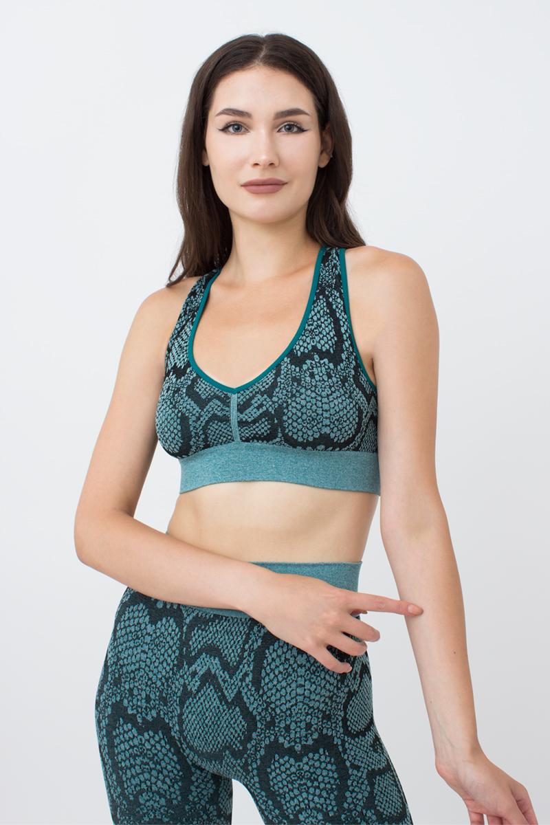 Топ безшовний Giulia TOP ANIMAL MELANGE 02 з анімалістичним принтом S/M Blue (4823116900851)