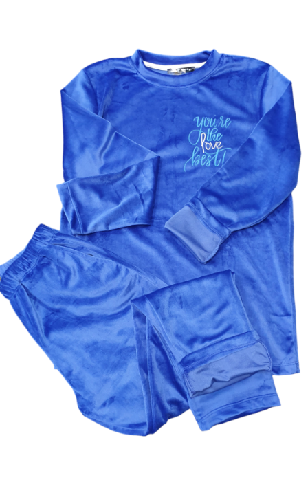 Костюм женский велюровый домашний термо L Голубой - фото 2