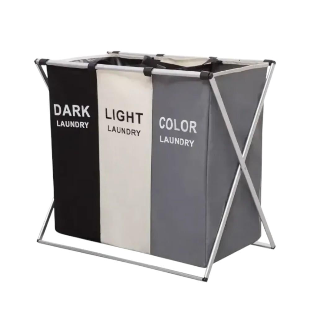 Корзина для белья на 3 секции с органайзером 150 л.