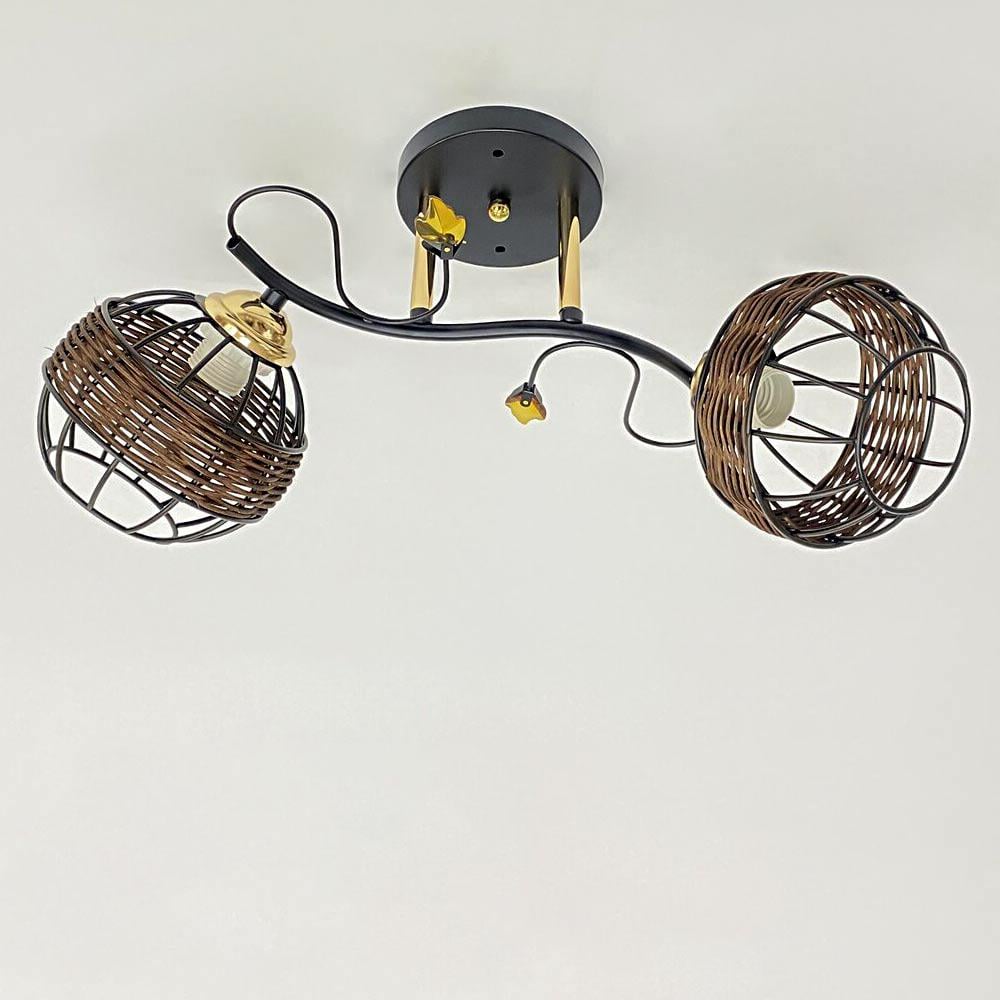 Люстра потолочная Lighthouse SRS-20467/2 плафон черный/коричневый Черный/Золотой Люстра потолочная Lighthouse SRS-20467/2 плафон черный/коричневый Черный/Золотой