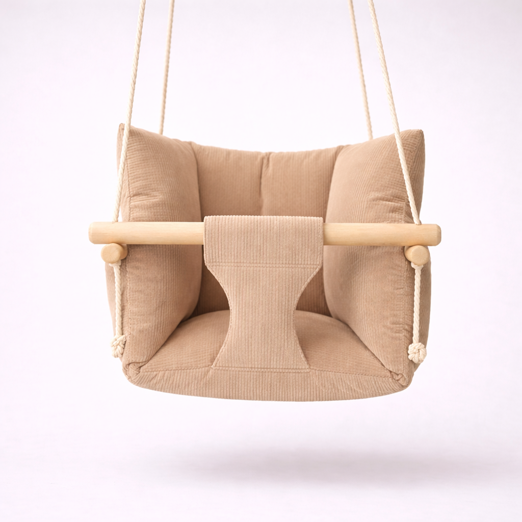 Детские качели подвесные Премиум вельвет Бежевый (gs-9207)