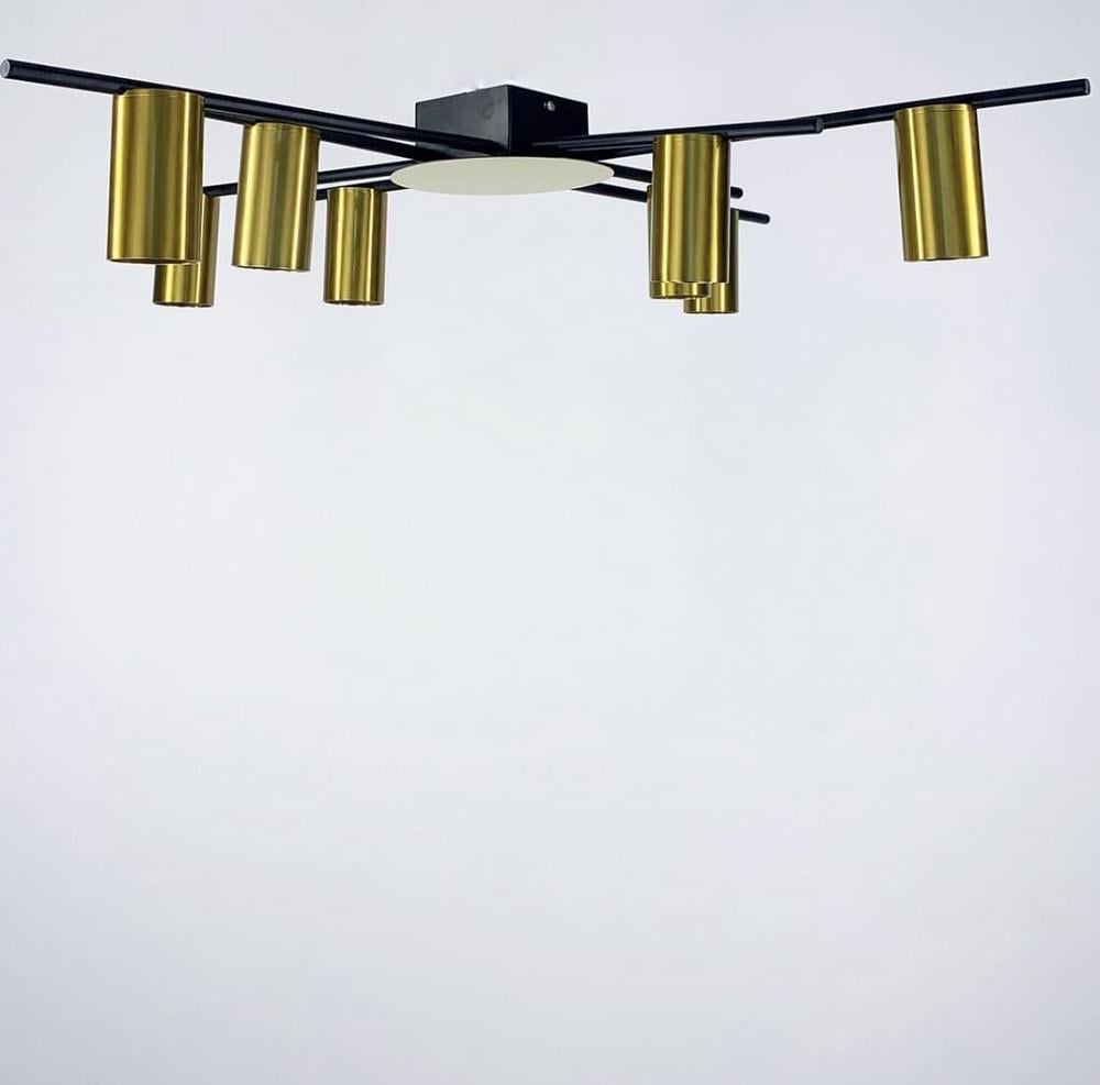 Светильник потолочный на 8 спотов цвета латунь Черный (AOC 5-8)