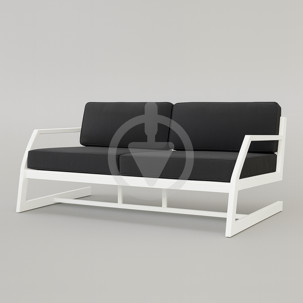 Диван металевий AVVS tech Атлас вуличний лофт рогожка з підлокотниками 126 см Темно-сірий/Білий (30222773) - фото 1