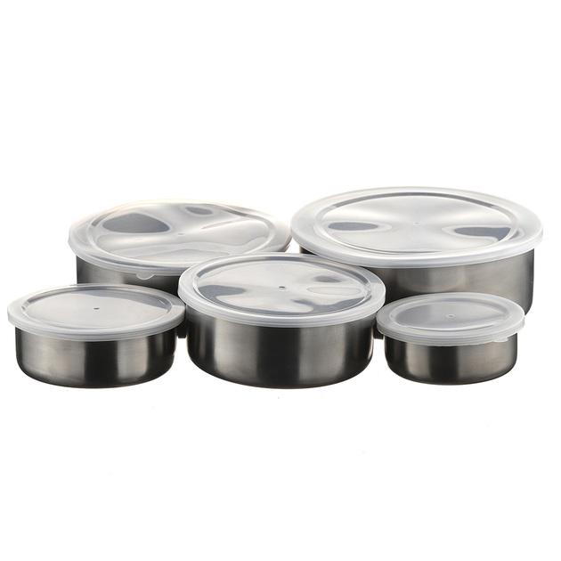 Набір харчових контейнерів із нержавіючої сталі з кришками 5 шт. 10/12/14/16/18 см (Com012) - фото 4 Набір харчових контейнерів із нержавіючої сталі з кришками 5 шт. 10/12/14/16/18 см (Com012) - фото 4