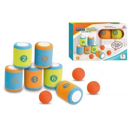 Игрушка банки Cans Game 6 банок 10 см 3 мячика 6 см Woteng Toys (203948)