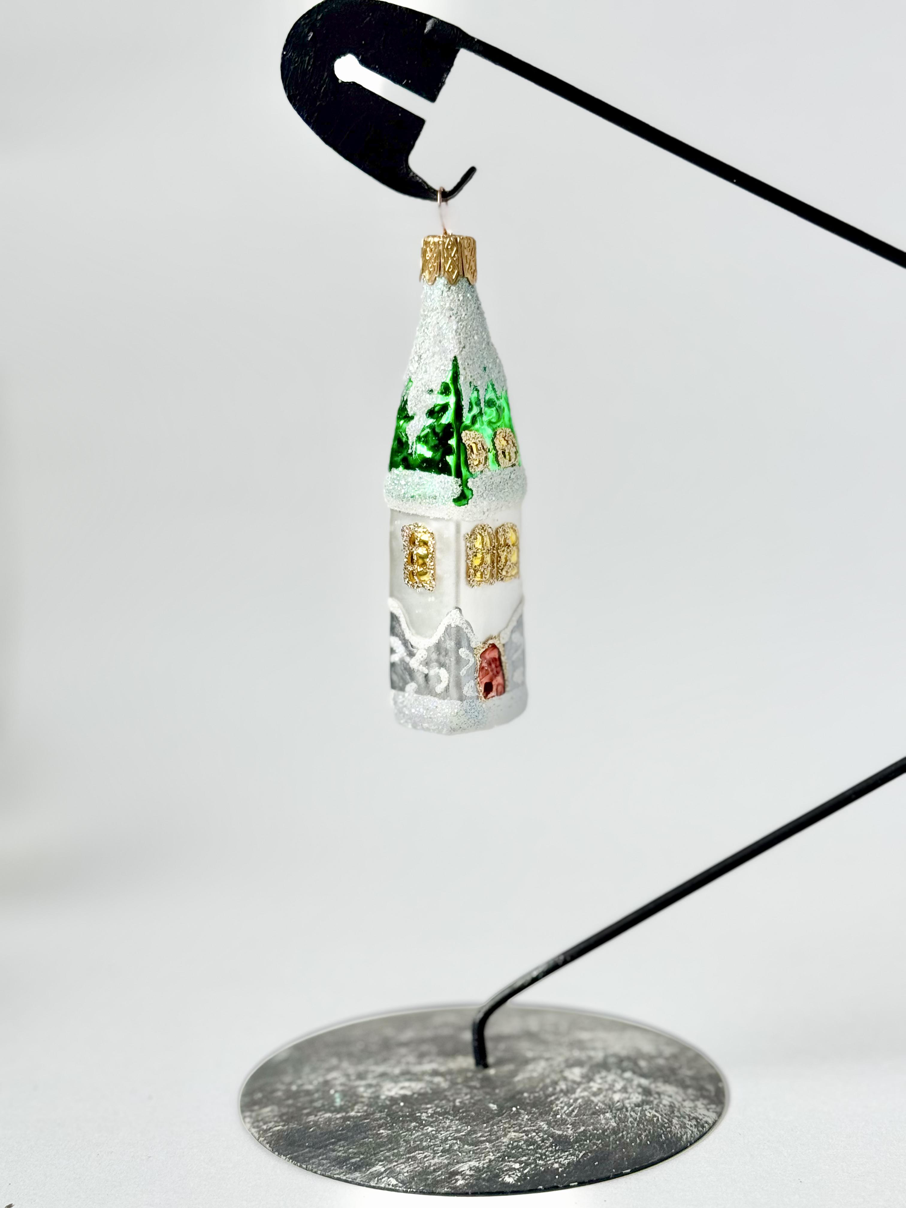 Игрушка на елку стеклянная Домик 8х2,5 см Карамельный (F-150-1)