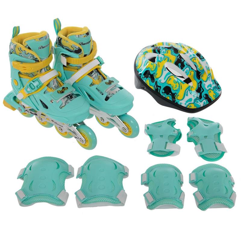 Роликовые коньки раздвижные детские Banwei BW-220 с защитой и шлемом р. 31-34 Мятный (BW-220_Мятный_S_(31-34) - фото 2 Роликовые коньки раздвижные детские Banwei BW-220 с защитой и шлемом р. 31-34 Мятный (BW-220_Мятный_S_(31-34) - фото 2