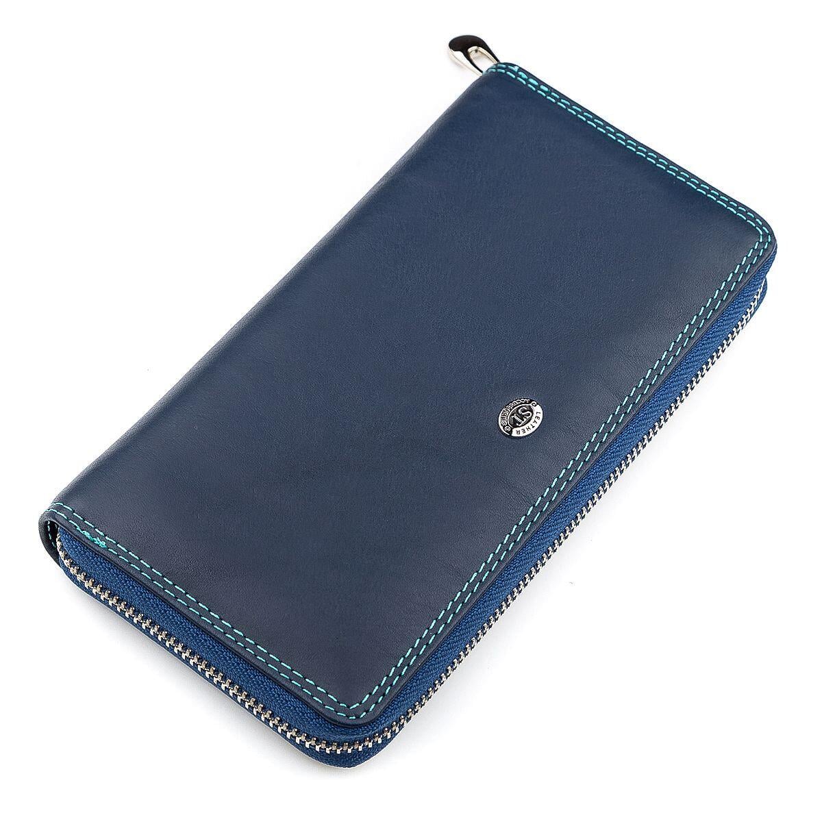 Кошелек ST Leather 18375 на молнии трехотделительный из натуральной кожи Синий (168-136-18375) Кошелек ST Leather 18375 на молнии трехотделительный из натуральной кожи Синий (168-136-18375)