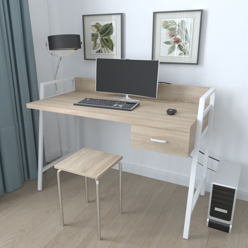 Письменный стол Ferrum-decor Komfort металл/ДСП 32 мм Белый/Дуб Сонома (FRD-103439) Письменный стол Ferrum-decor Komfort металл/ДСП 32 мм Белый/Дуб Сонома (FRD-103439)