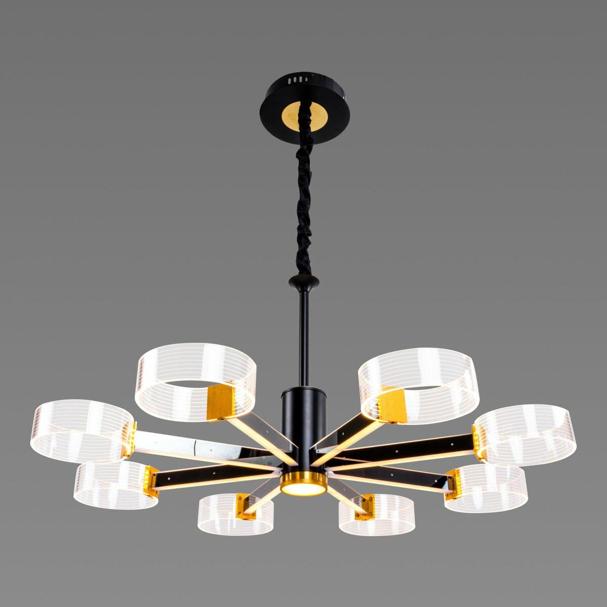 Люстра светодиодная акриловая N 3705-8 102W Black/GD (35371)