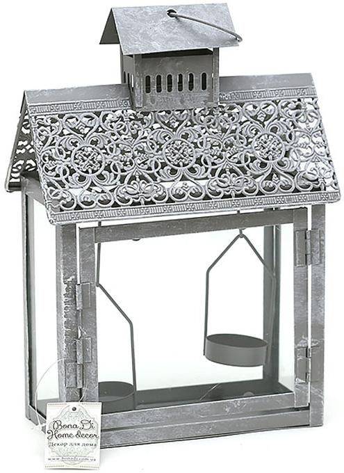 Подсвечник Evangelos Ажурный домик на 2 свечи 20х10,5х28 см Серый (BD-730-121)