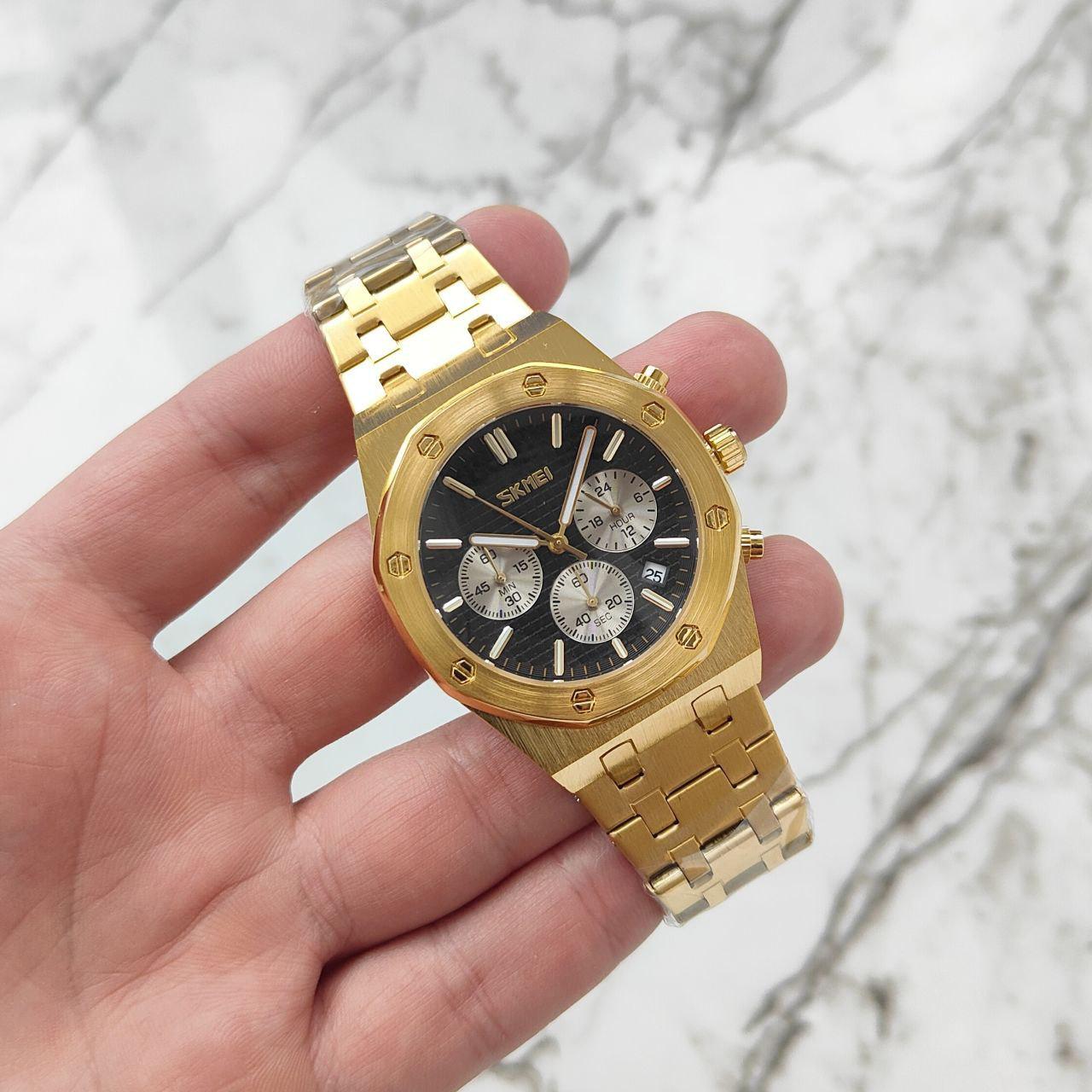 Наручний годинник чоловічий Skmei 9296 кварцевий Gold/Black - фото 2 Наручний годинник чоловічий Skmei 9296 кварцевий Gold/Black - фото 2