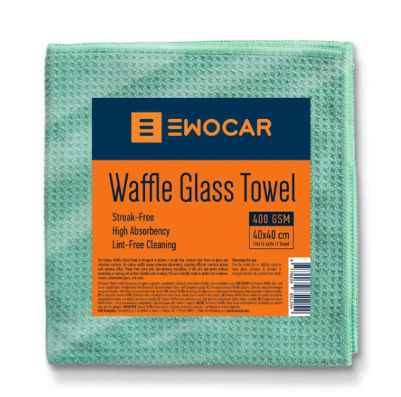 Полотенце для стекла вафельное Ewocar Waffle Glass Towel 400 gsm 40х40 см (WGT5)