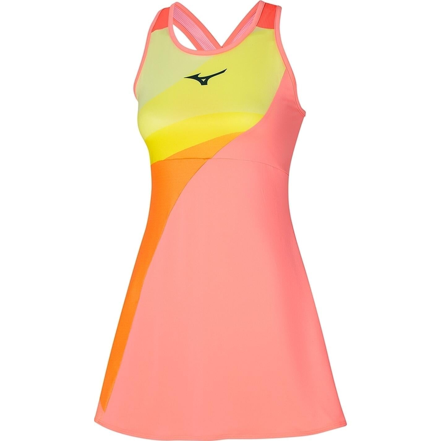 Платье для тенниса женское Mizuno RELEASE DRESS S Кораллово-оранжево-лаймовый (62GHA700-53)