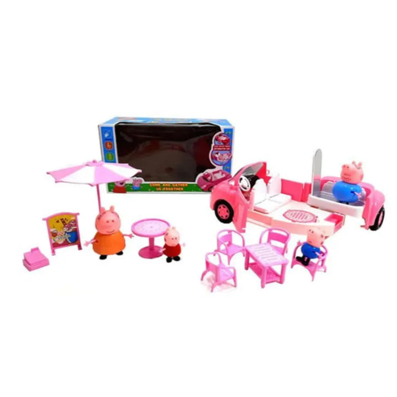 Игровой набор Peppa трансформер-машинка со звуком подсветкой фигурками и аксессуарами (YM 88-83)