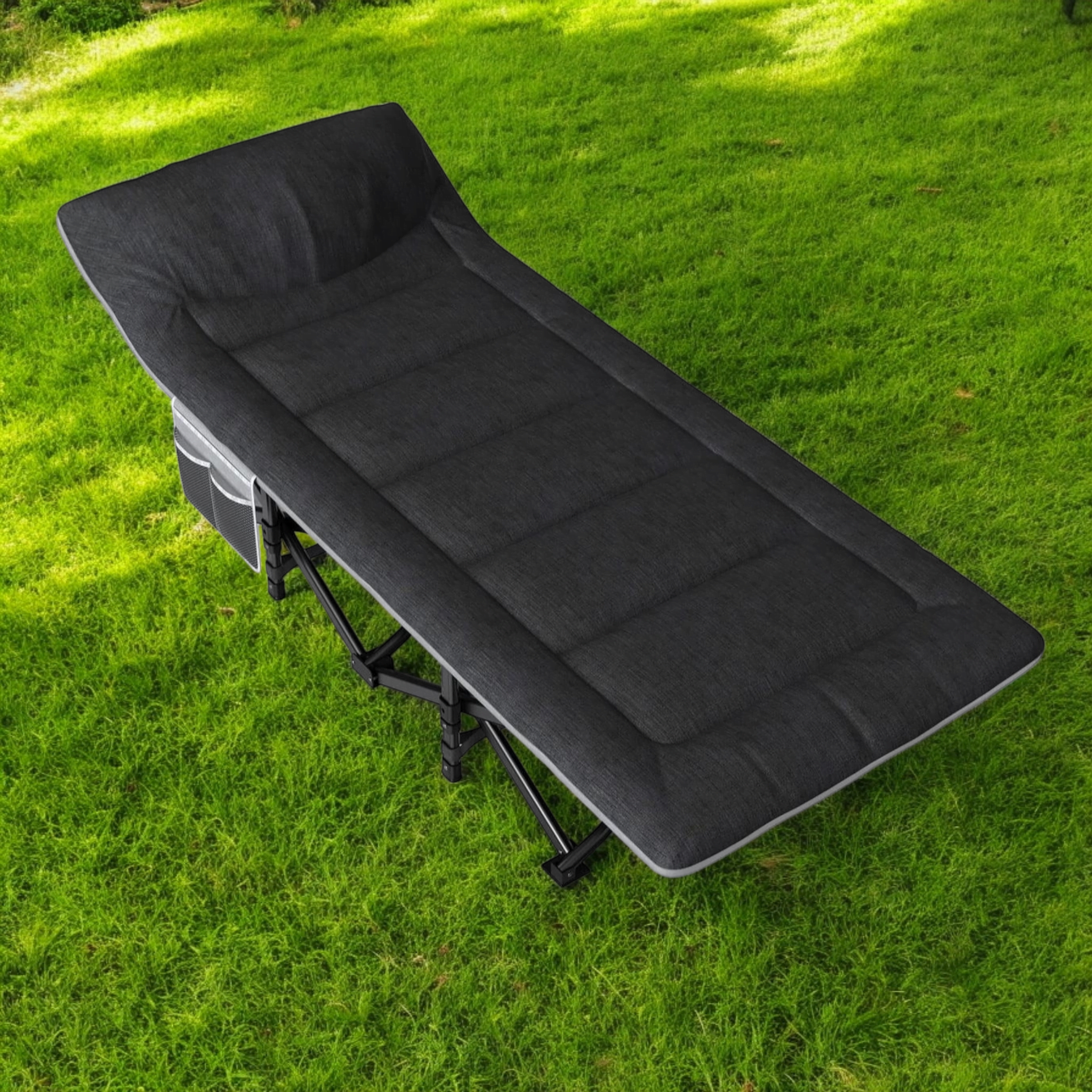 Шезлонг розкладний WCG CC-S10 рс матрацом та подушкою Чорний (CC-S101)