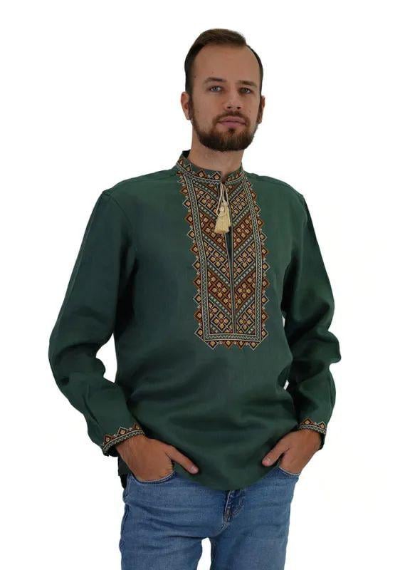 Вышиванка мужская р. 46 Зеленый (520)