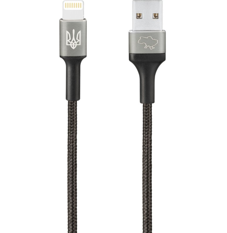 Кабель USB Gelius Strong Ukraine GP-UCN002L USB-A to Lightning 3A 1,2 м Black