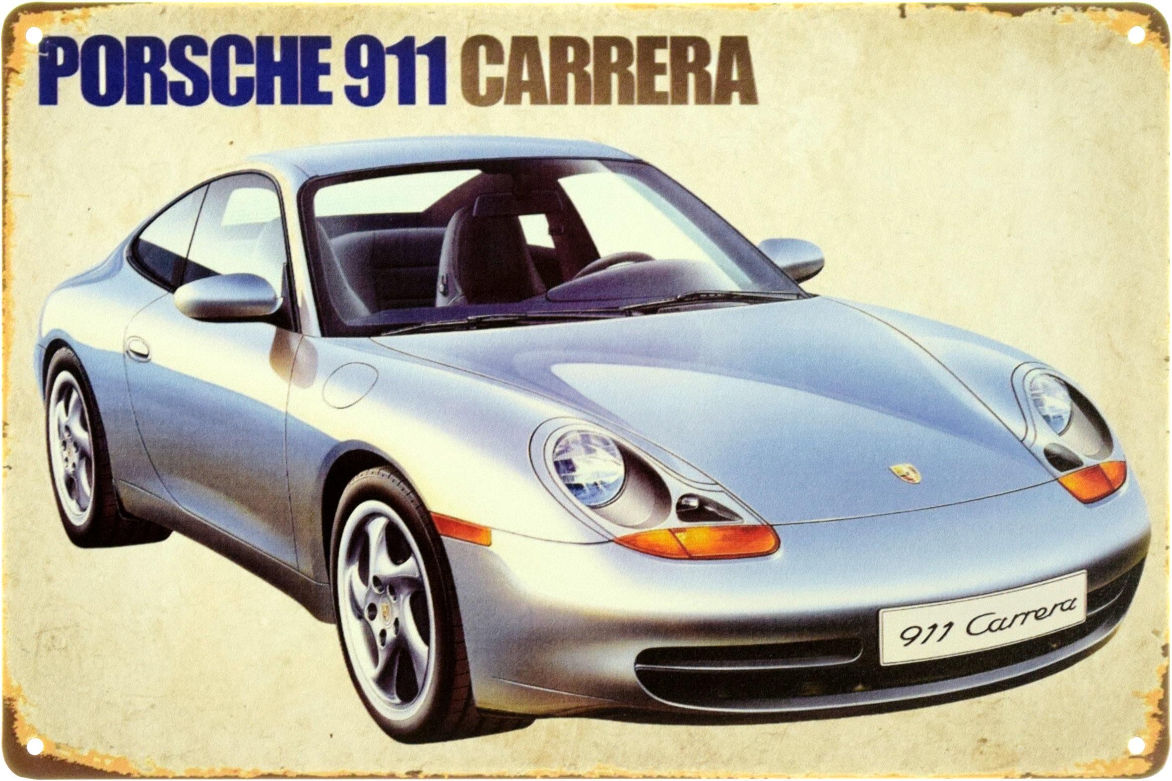 Табличка металлическая "Porsche 911 Carrera" 20x30 см (ms-104108)